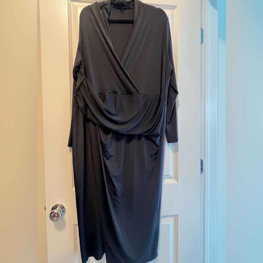 Black faux wrap dress